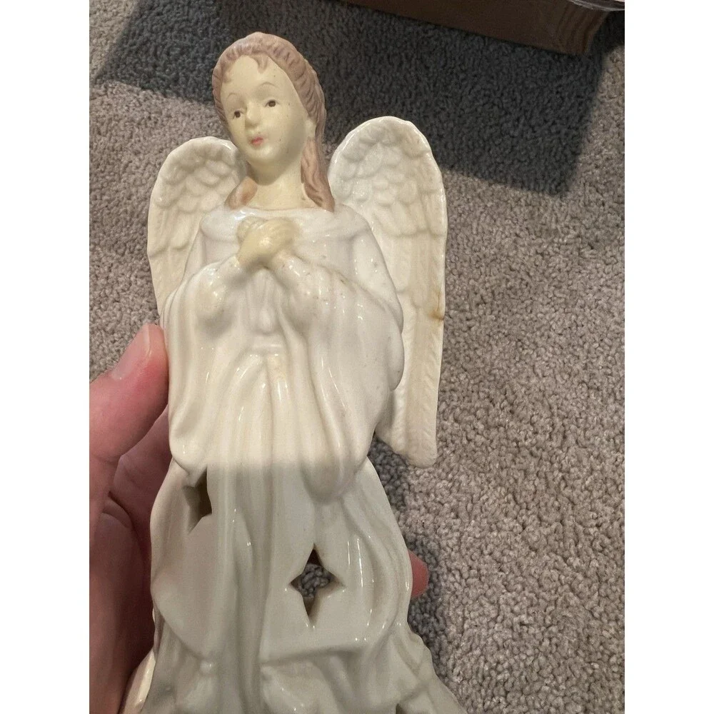 Potpourri Designs White Ceramic Angel Candle holder,‎ Tealight, Christmas
